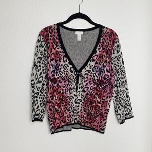 Chico's Cheetah Print Button Down Cardigan Size 1